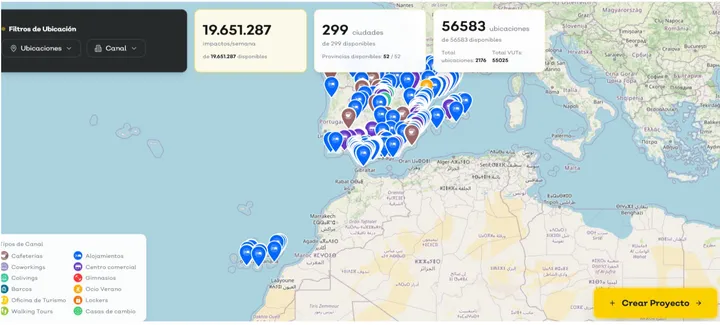 Captura real de la plataforma — Así es tu red completa en toda España